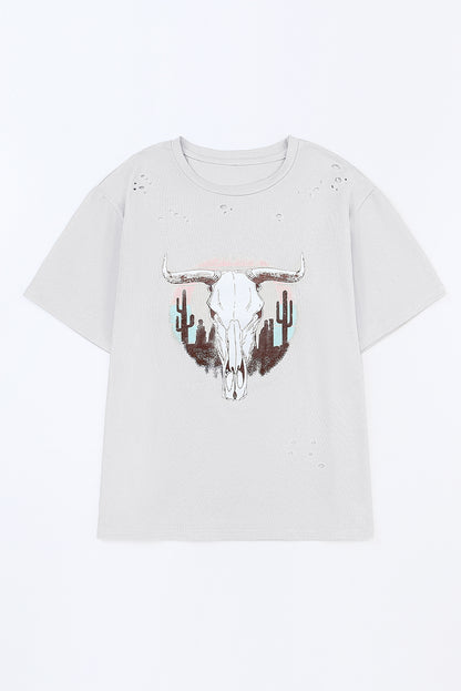 Plus Size Animal Graphic Distressed Tee Shirt