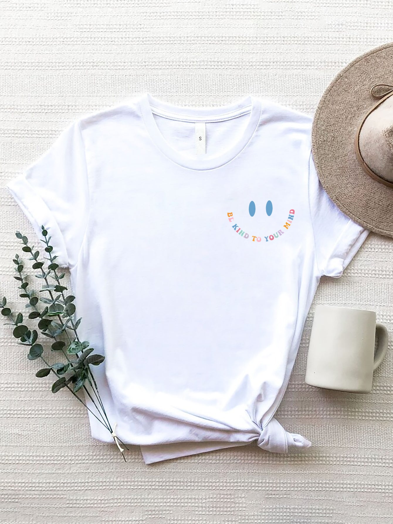 Letter Graphic Round Neck Short Sleeve T-Shirt