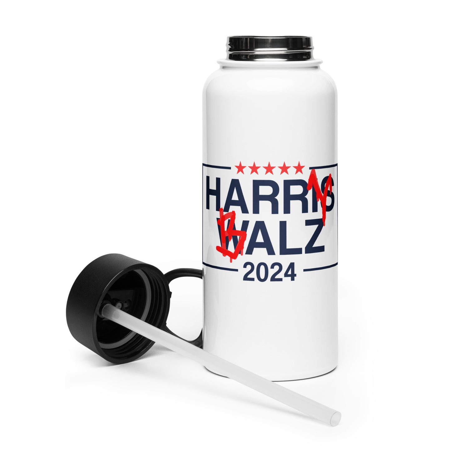 Harry Balz - Stainless steel water bottle with a straw & lid